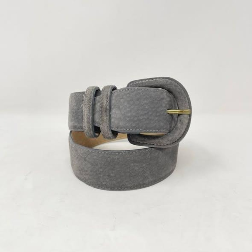 Lands End Suede Belt Gray Womens 25 Covered Buckle Old Money Luxury Modern